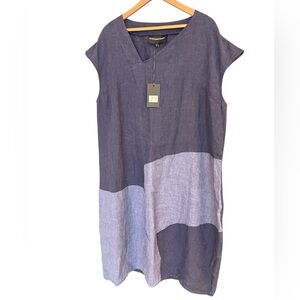 Kokomarina XXL linen Asymmetrical Dress in dark blue palette.